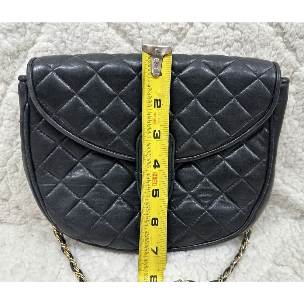 Jay Herbert New York vintage quilted black leather chain purse crossbody bag - Picture 5 of 13